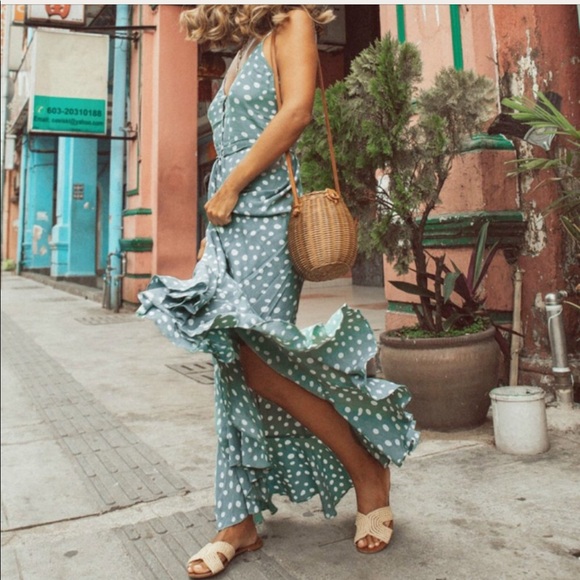 Dot Maxi Dress in Mint and white - Picture 5 of 13